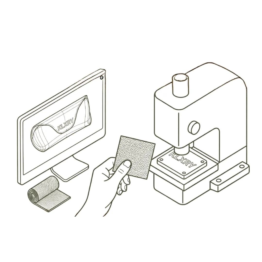 Brand integration and finishing on custom eyewear case